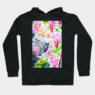 Hummingbird in flower garden Hoodie